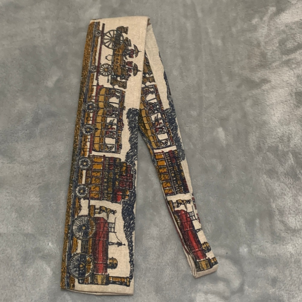 Vtg Rooster John Wanamaker Mens Tie Steam Train Locomotive Tapestry Novelty